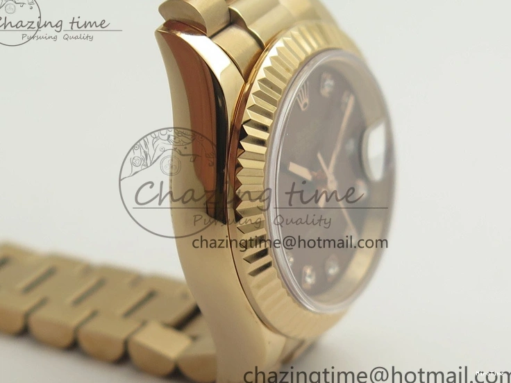 MiroTime 0412 DateJust 28mm RG BP Maker Best Edition Brown Diam Dial Fluted Bezel On RG Bracelet ETA TopPick 3441
